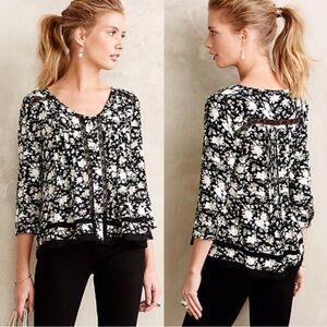 Anthropologie Maeve Ceylyn pink roses floral top